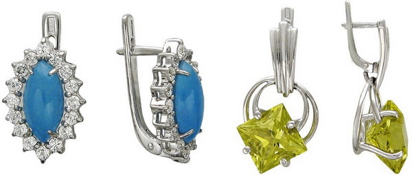 Серьги из серебра 875 пробы