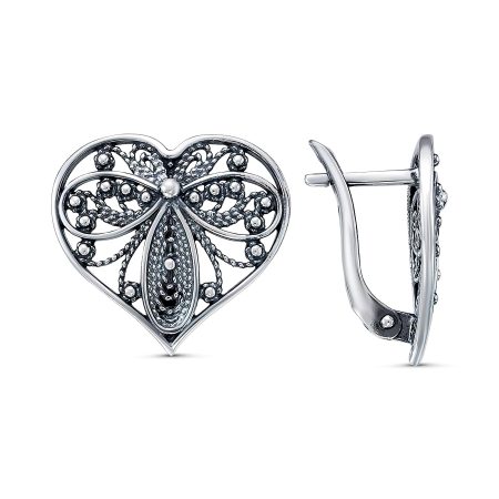 Серебристые серьги с Русским узором, каталог украшений