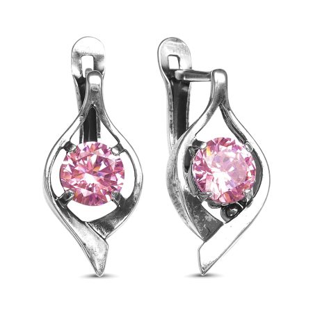 Серьги с розовыми фианитами