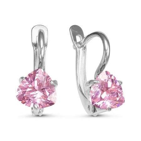 Серьги с розовыми фианитами