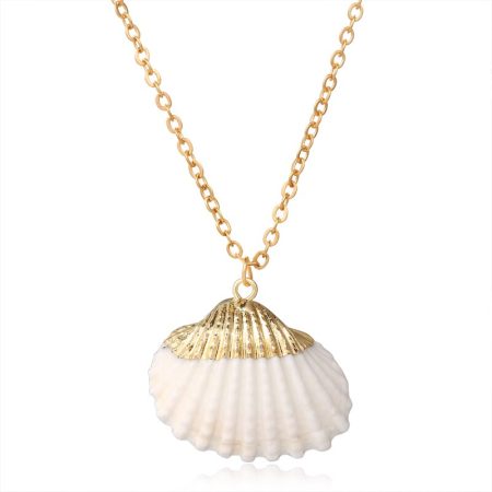 Кулон Ракушка с цепью золотистой, бижутерия, necklace